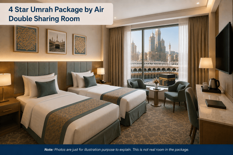Double Sharing 4 Star Umrah Package by Air from Dubai