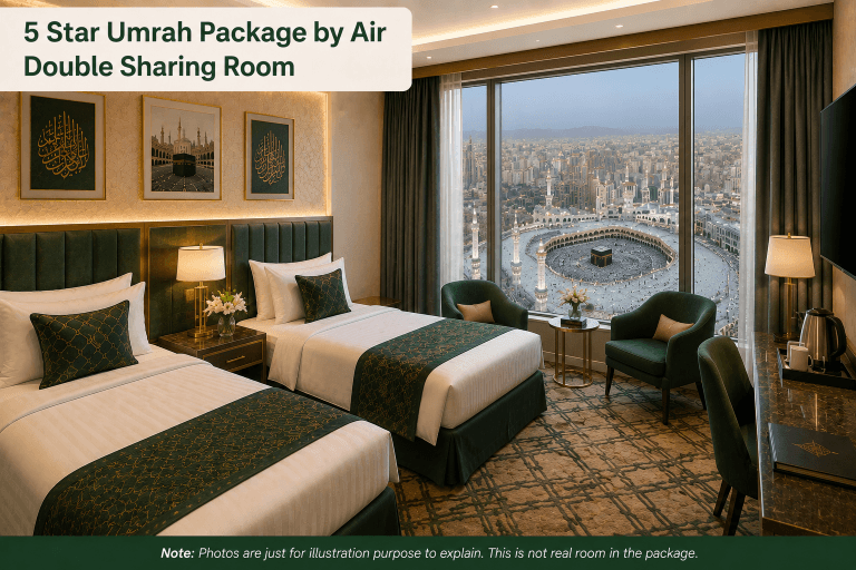 Double Sharing 5 Star Umrah Package by Air from Dubai