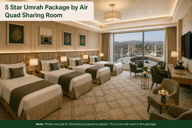 Quad Sharing 5 Star Umrah Package by Air from Dubai