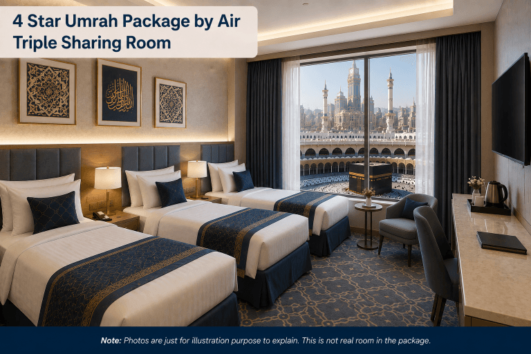 Triple Sharing 4 Star Umrah Package by Air from Dubai