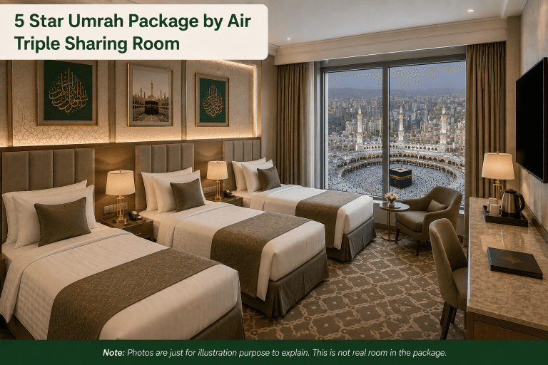 Triple Sharing 5 Star Umrah Package by Air from Dubai